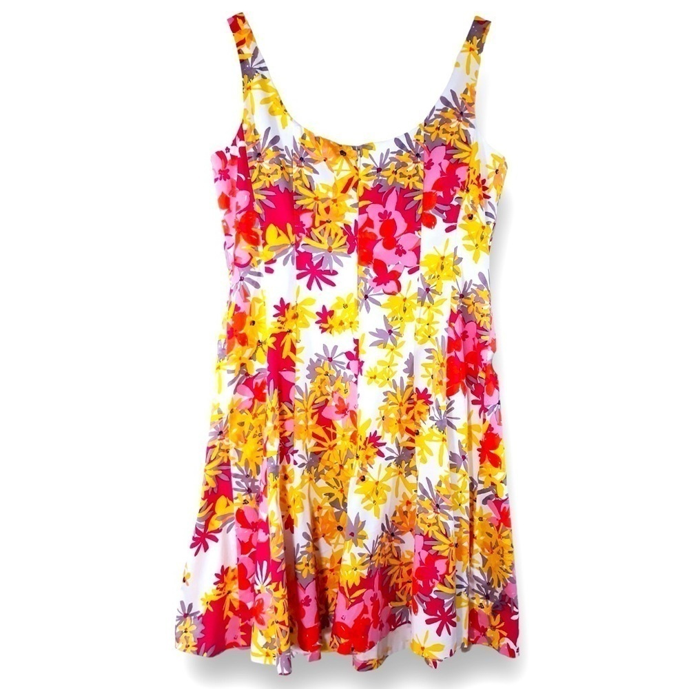 JONES WEAR Vintage Bold Tropical Floral Cotton Flowy Sundress
